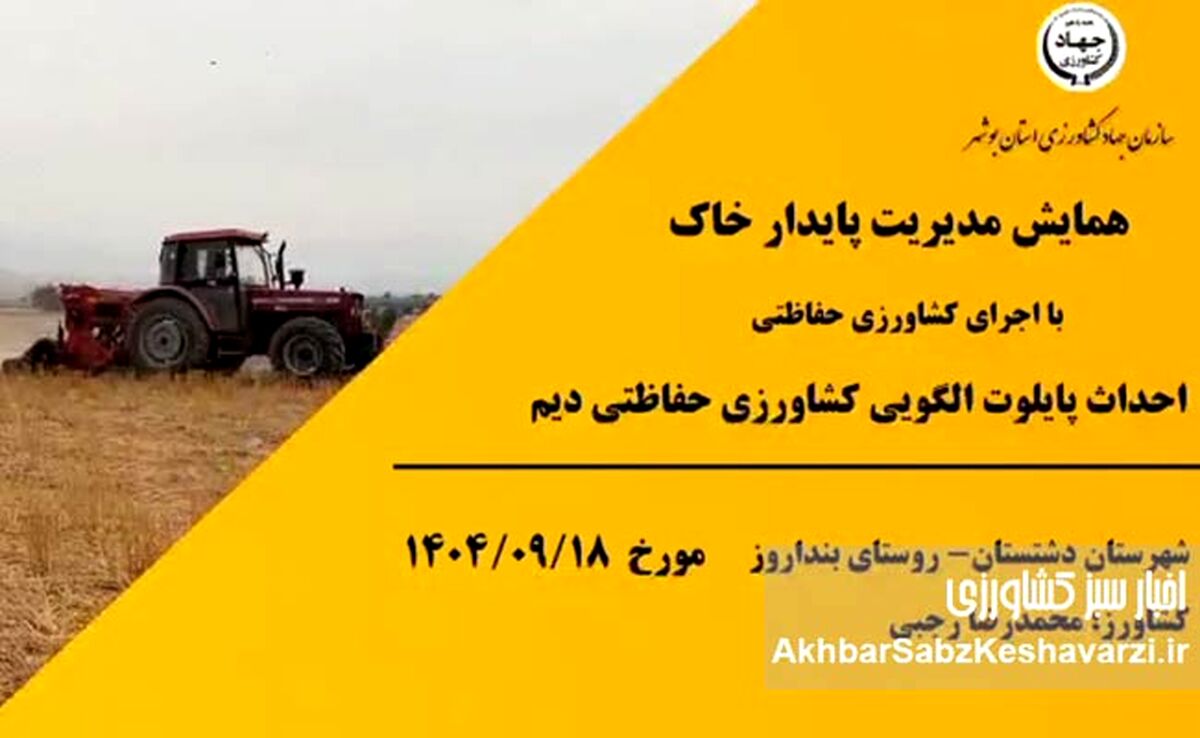 خیز بلند بوشهر برای مدیریت پایدار خاک؛ انقلاب تازه در کشاورزی حفاظتی+ویدئو