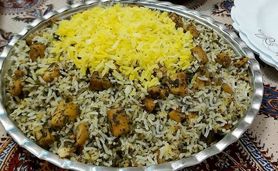 گشنیز پلو غذای لذیذ ایرانی

