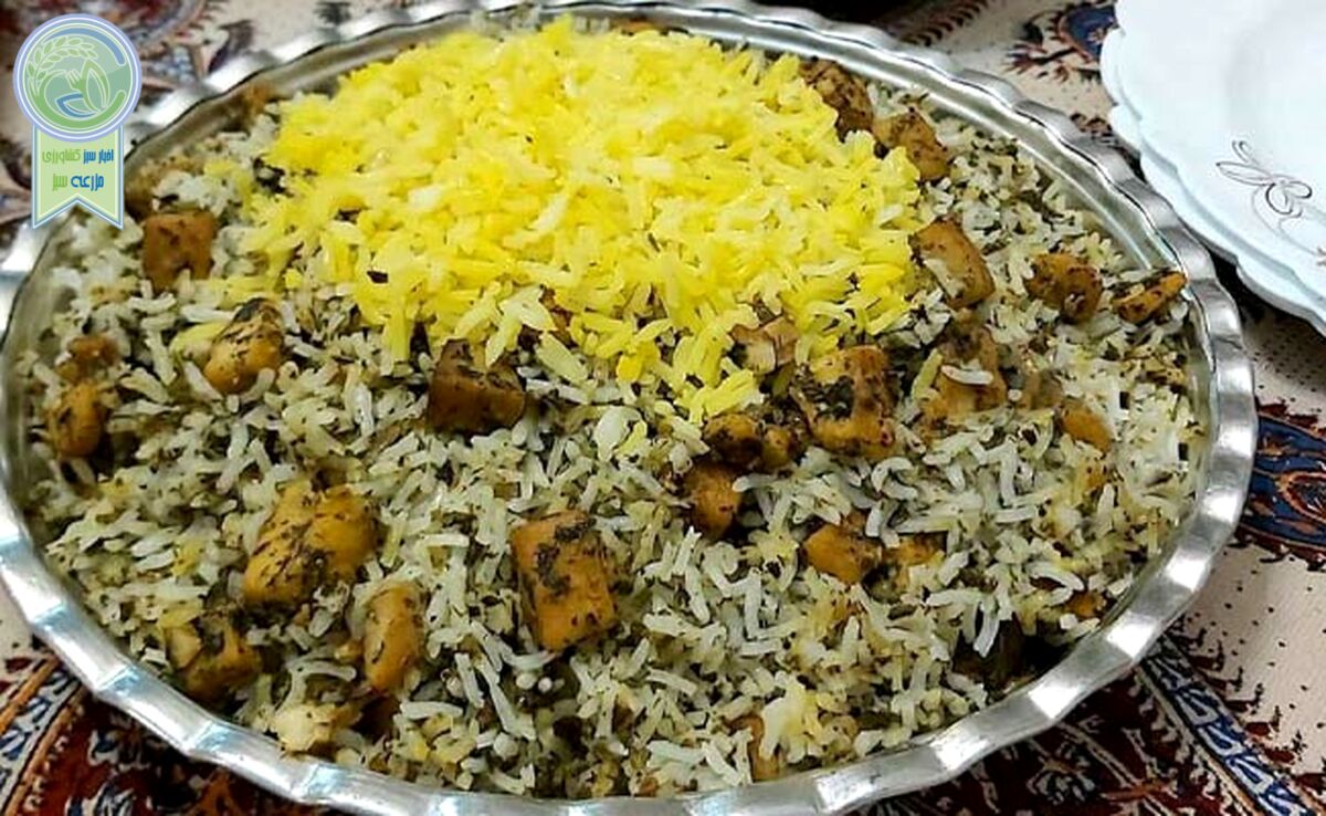 گشنیز پلو غذای لذیذ ایرانی

