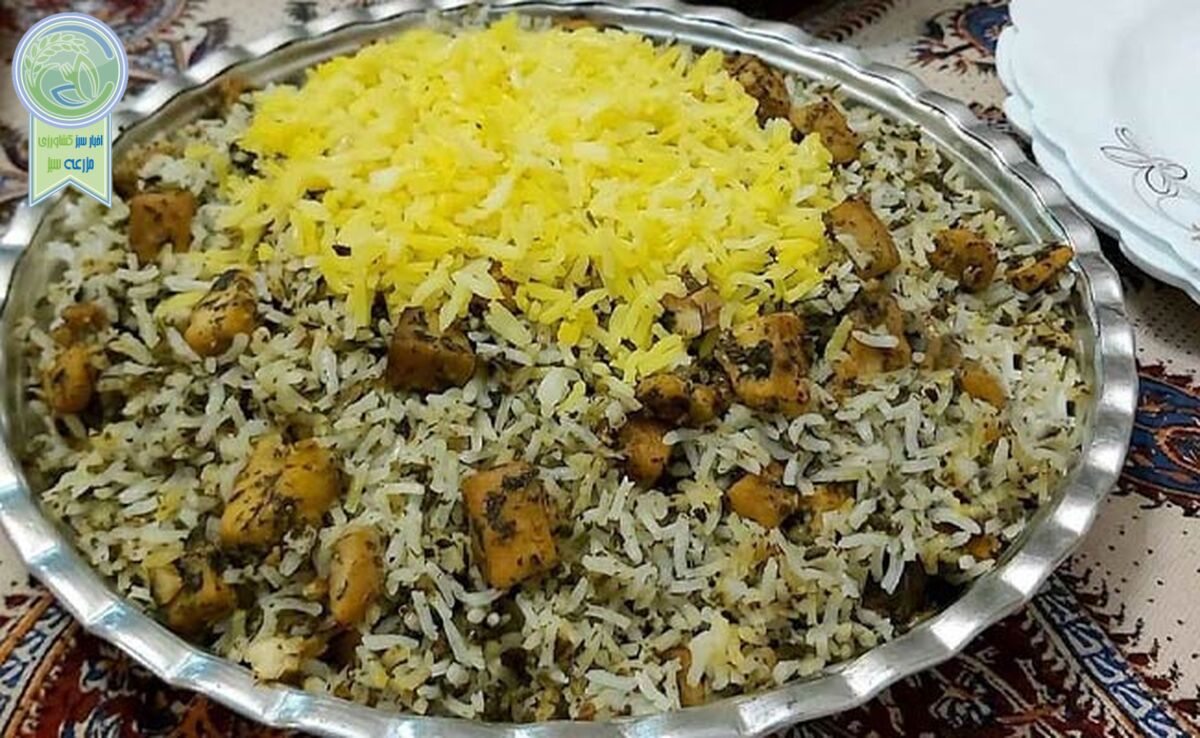 گشنیز پلو غذای لذیذ ایرانی

