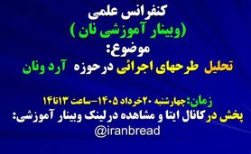 وبینار آموزشی نان؛ مرور ۱۰۰ سال طرح‌های اجرایی در صنعت نان

